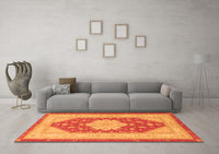 Machine Washable Persian Orange Traditional Rug, wshtr1558org