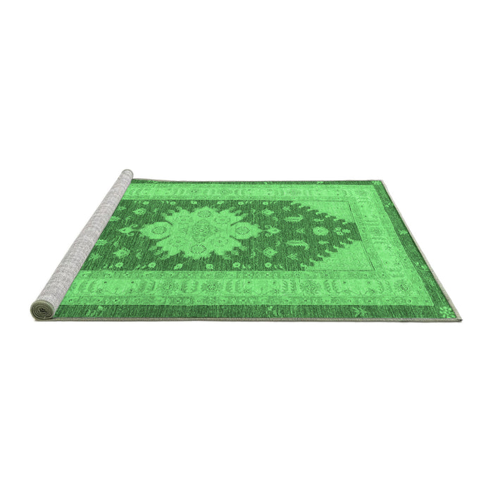 Sideview of Machine Washable Persian Emerald Green Traditional Area Rugs, wshtr1558emgrn
