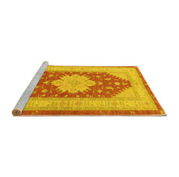 Sideview of Machine Washable Persian Yellow Traditional Rug, wshtr1558yw