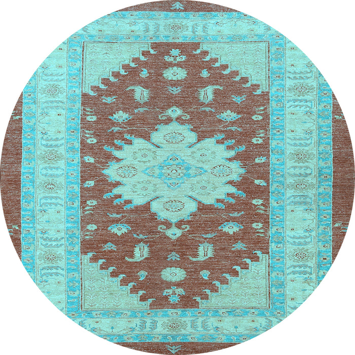 Round Persian Light Blue Traditional Rug, tr1558lblu