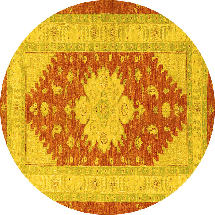 Round Persian Yellow Traditional Rug, tr1558yw