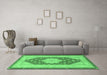 Machine Washable Persian Emerald Green Traditional Area Rugs in a Living Room,, wshtr1558emgrn