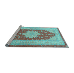Sideview of Machine Washable Persian Light Blue Traditional Rug, wshtr1558lblu