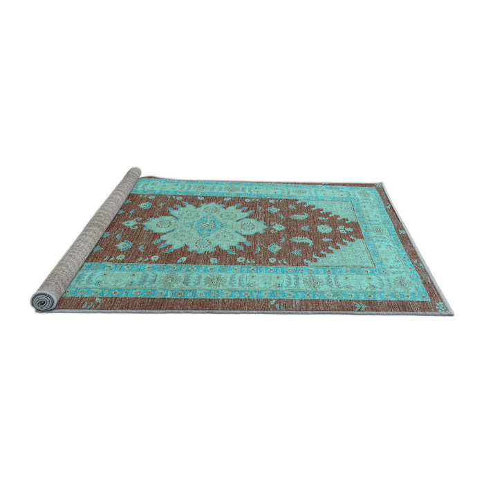 Sideview of Machine Washable Persian Light Blue Traditional Rug, wshtr1558lblu