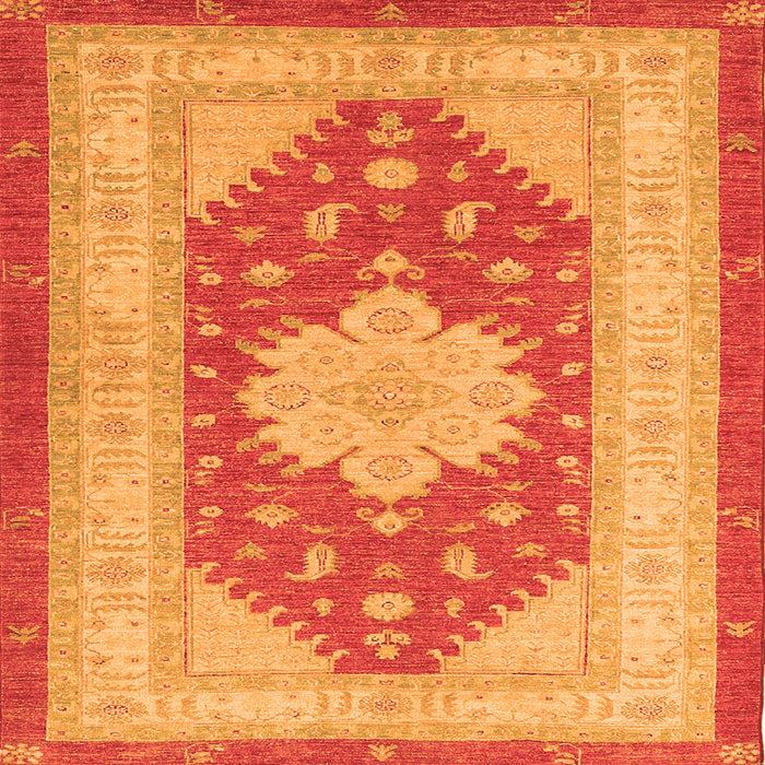 Round Machine Washable Persian Orange Traditional Area Rugs, wshtr1558org