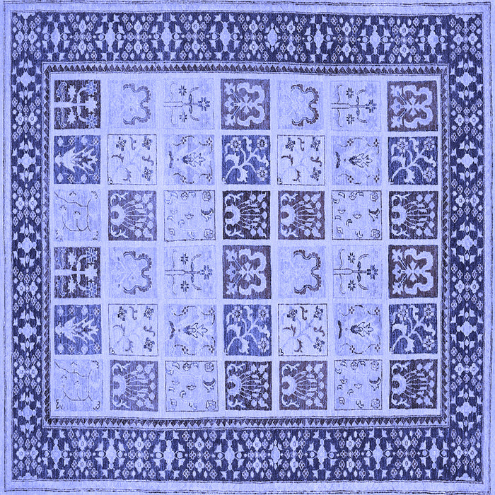 Square Machine Washable Persian Blue Traditional Rug, wshtr1559blu