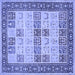 Square Machine Washable Persian Blue Traditional Rug, wshtr1559blu