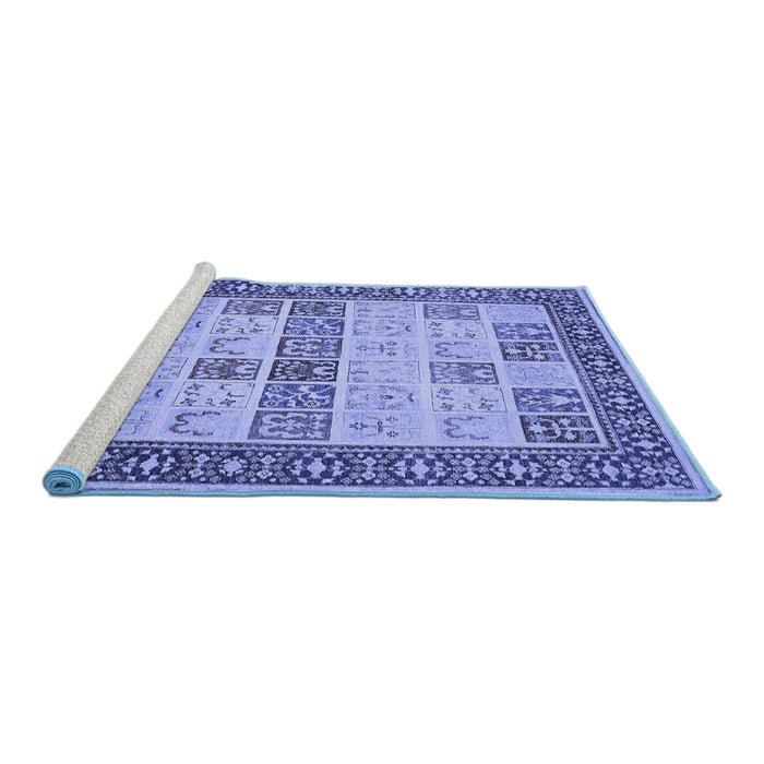 Sideview of Machine Washable Persian Blue Traditional Rug, wshtr1559blu