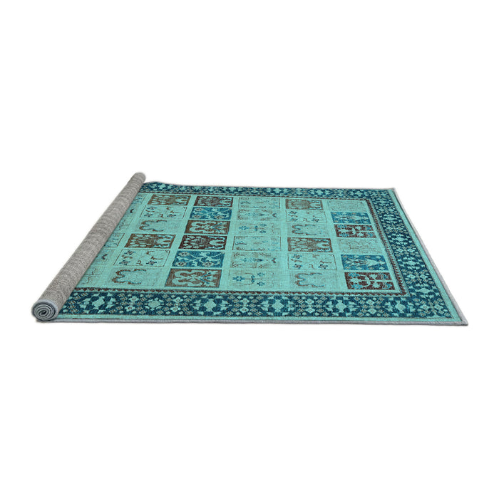 Sideview of Machine Washable Persian Light Blue Traditional Rug, wshtr1559lblu
