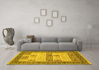 Machine Washable Persian Yellow Traditional Rug, wshtr1559yw