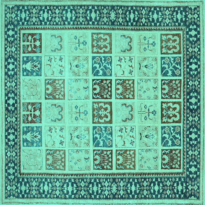Square Machine Washable Persian Turquoise Traditional Area Rugs, wshtr1559turq