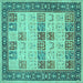 Square Machine Washable Persian Turquoise Traditional Area Rugs, wshtr1559turq