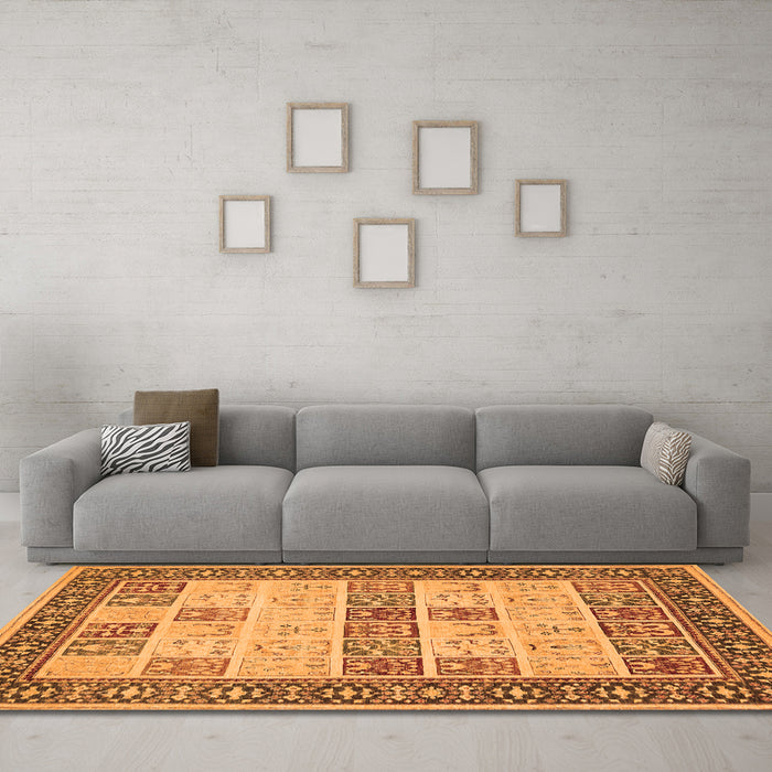 Machine Washable Persian Orange Traditional Area Rugs in a Living Room, wshtr1559org