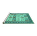 Sideview of Machine Washable Persian Turquoise Traditional Area Rugs, wshtr1559turq