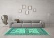 Machine Washable Persian Turquoise Traditional Area Rugs in a Living Room,, wshtr1559turq