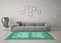 Machine Washable Persian Turquoise Traditional Rug, wshtr1559turq