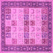 Square Machine Washable Persian Pink Traditional Rug, wshtr1559pnk