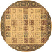 Round Machine Washable Persian Brown Traditional Rug, wshtr1559brn