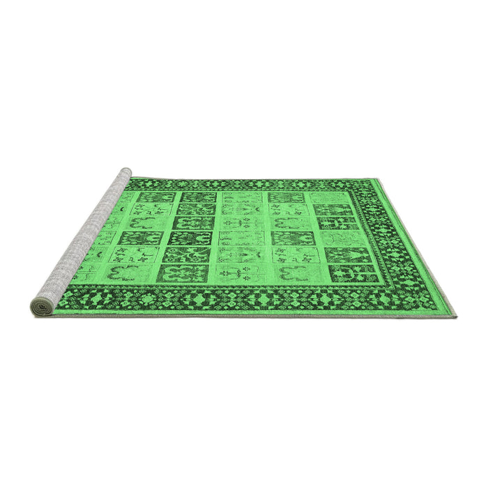 Sideview of Machine Washable Persian Emerald Green Traditional Area Rugs, wshtr1559emgrn