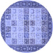 Round Machine Washable Persian Blue Traditional Rug, wshtr1559blu