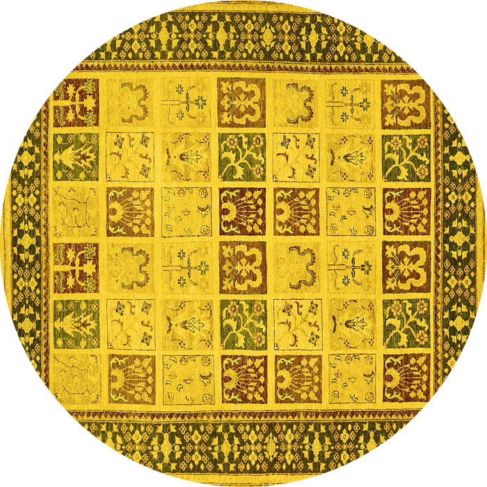 Round Persian Yellow Traditional Rug, tr1559yw