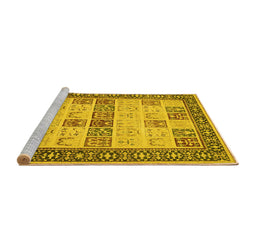 Sideview of Machine Washable Persian Yellow Traditional Rug, wshtr1559yw