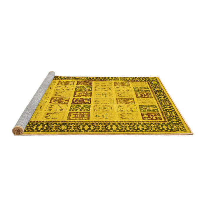 Sideview of Machine Washable Persian Yellow Traditional Rug, wshtr1559yw