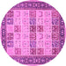 Round Machine Washable Persian Pink Traditional Rug, wshtr1559pnk