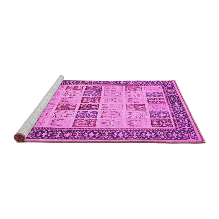 Sideview of Machine Washable Persian Pink Traditional Rug, wshtr1559pnk
