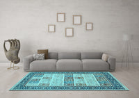 Machine Washable Persian Light Blue Traditional Rug, wshtr1559lblu