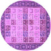 Round Machine Washable Persian Purple Traditional Area Rugs, wshtr1559pur