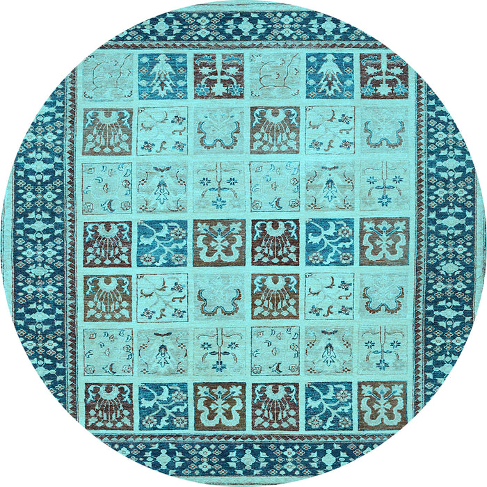 Round Persian Light Blue Traditional Rug, tr1559lblu