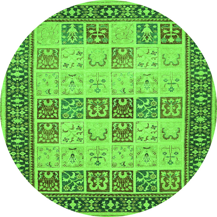 Square Persian Green Traditional Rug, tr1559grn