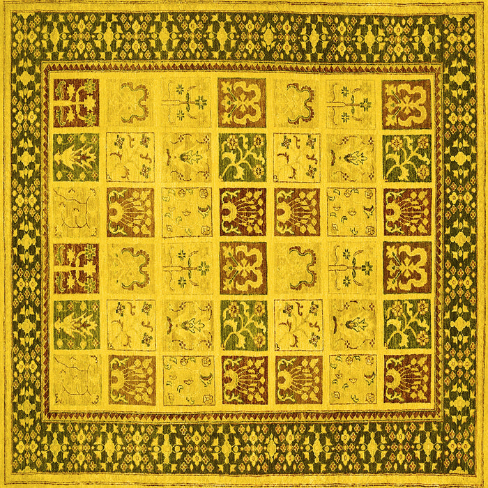 Square Machine Washable Persian Yellow Traditional Rug, wshtr1559yw