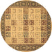 Round Persian Brown Traditional Rug, tr1559brn
