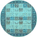 Round Machine Washable Persian Light Blue Traditional Rug, wshtr1559lblu