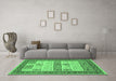 Machine Washable Persian Emerald Green Traditional Area Rugs in a Living Room,, wshtr1559emgrn