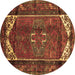 Round Persian Brown Traditional Rug, tr155brn