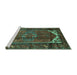 Sideview of Machine Washable Persian Turquoise Traditional Area Rugs, wshtr155turq