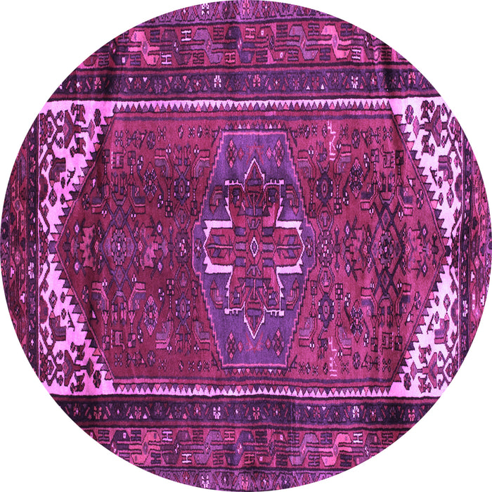 Round Machine Washable Persian Purple Traditional Area Rugs, wshtr155pur