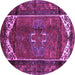 Round Machine Washable Persian Purple Traditional Area Rugs, wshtr155pur