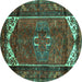 Round Persian Turquoise Traditional Rug, tr155turq