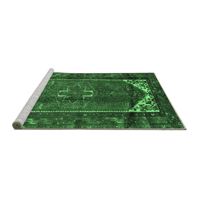 Sideview of Machine Washable Persian Emerald Green Traditional Area Rugs, wshtr155emgrn