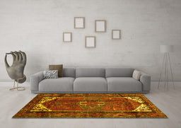 Machine Washable Persian Yellow Traditional Rug in a Living Room, wshtr155yw