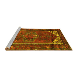 Sideview of Machine Washable Persian Yellow Traditional Rug, wshtr155yw