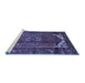 Sideview of Machine Washable Persian Blue Traditional Rug, wshtr155blu