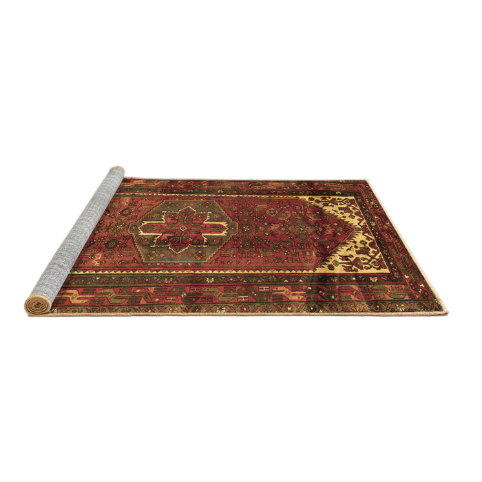 Sideview of Machine Washable Persian Brown Traditional Rug, wshtr155brn