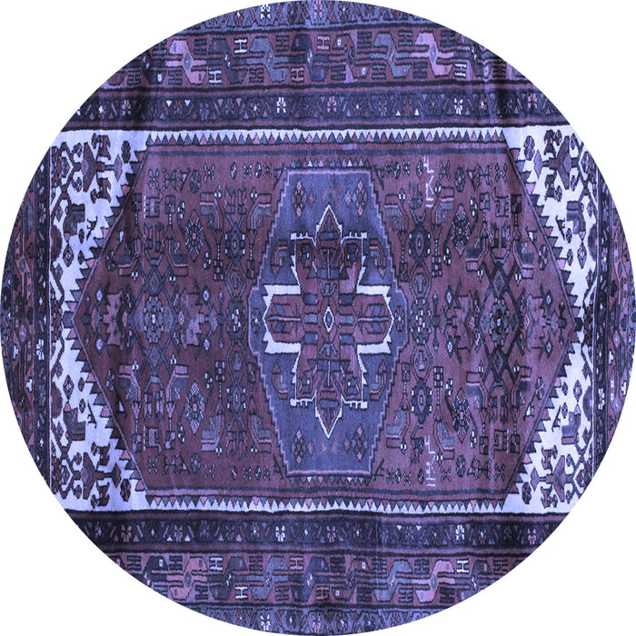 Round Machine Washable Persian Blue Traditional Rug, wshtr155blu