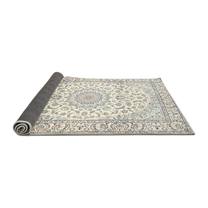 Sideview of Traditional Champagne Beige Medallion Rug, tr156