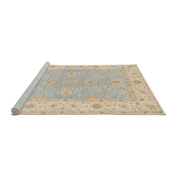 Sideview of Machine Washable Traditional Light French Beige Brown Rug, wshtr1560